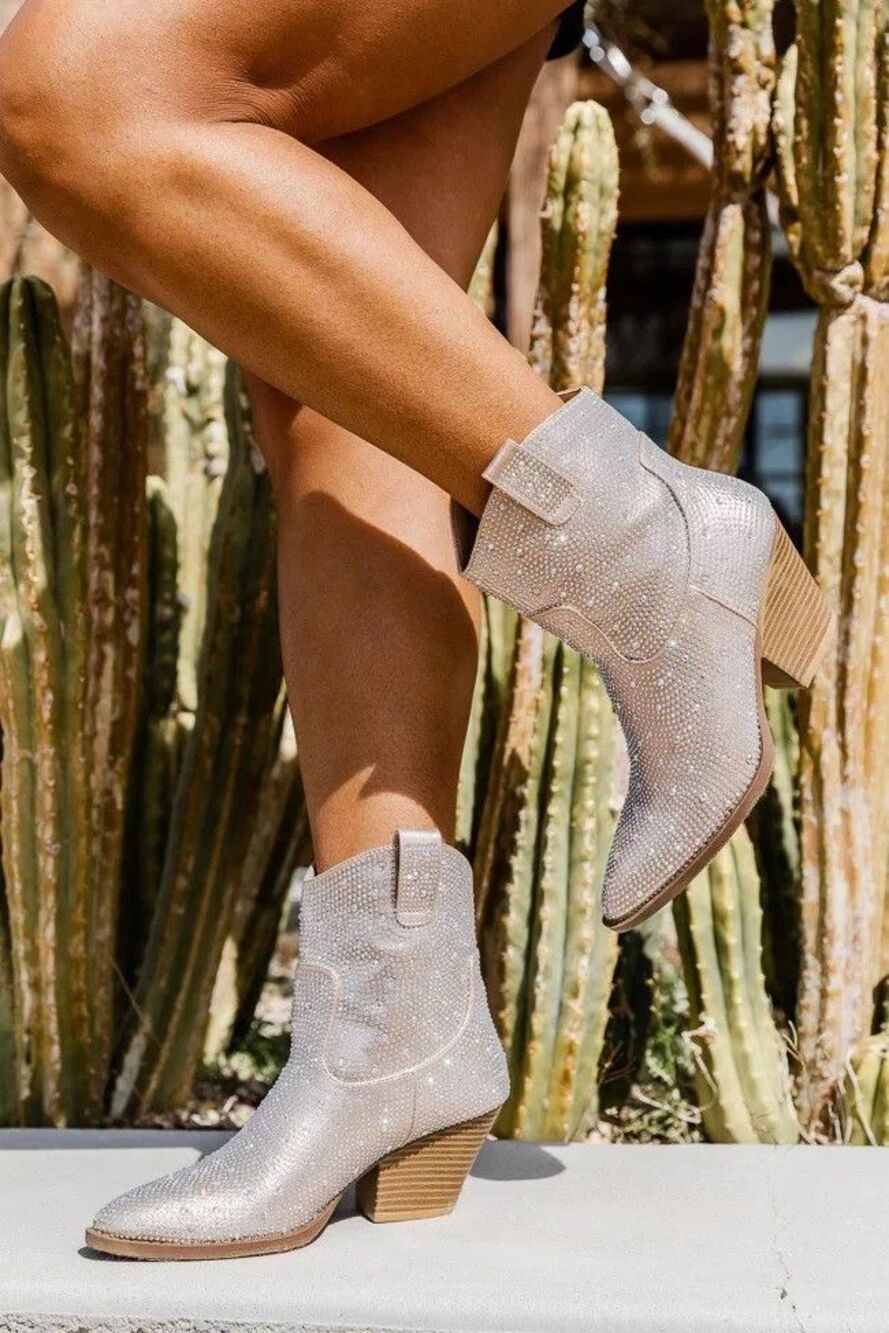New Women's Bling Rhinestone Crystal Cowboy Cowgirl Western Ankle Boot Size 10 M